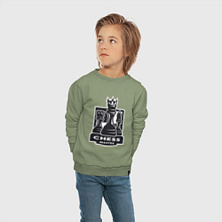 Свитшот хлопковый детский Мастер шахмат, цвет: авокадо — фото 2