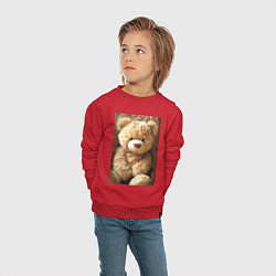 Свитшот хлопковый детский Игрушечный большой медвежонок, цвет: красный — фото 2