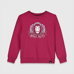 Свитшот хлопковый детский Money heist bad ass, цвет: маджента