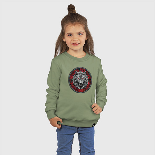 Детский свитшот Скандинавский волк / Авокадо – фото 3