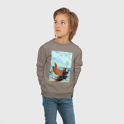 Свитшот хлопковый детский Ван-Пис Луффи, цвет: утренний латте — фото 2