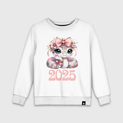 Свитшот хлопковый детский Милая змейка - 2025, цвет: белый