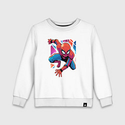 Свитшот хлопковый детский Крутой Человек-паук, цвет: белый