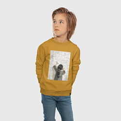 Свитшот хлопковый детский Девушка считает, цвет: горчичный — фото 2