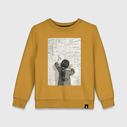 Свитшот хлопковый детский Девушка считает, цвет: горчичный