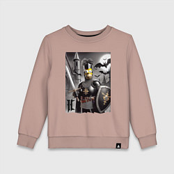 Свитшот хлопковый детский Рыцарь Гомер Симпсон - нейроарт фантазия, цвет: пыльно-розовый