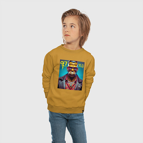 Детский свитшот Homer Simpson - punk is not dead / Горчичный – фото 4