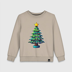 Свитшот хлопковый детский Ёлочка, зажгись, цвет: миндальный