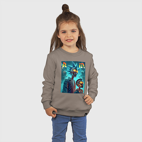 Детский свитшот Rick and Morty - cyberpunk fantasy / Утренний латте – фото 3