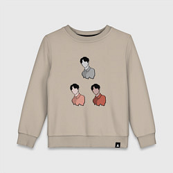 Свитшот хлопковый детский Три портрета, одна личность, цвет: миндальный