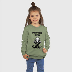 Свитшот хлопковый детский Трачу нервы, цвет: авокадо — фото 2