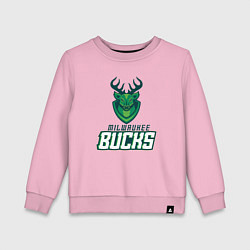 Свитшот хлопковый детский Milwaukee Bucks NBA, цвет: светло-розовый