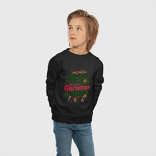 Детский свитшот Новогодняя атмосфера rockin around the christmas t / Черный – фото 4