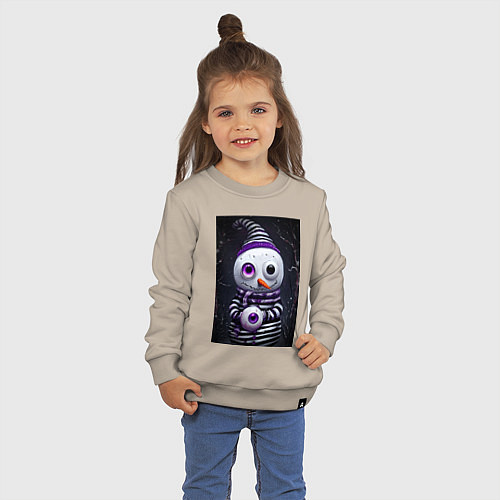 Детский свитшот Полосатый снеговик / Миндальный – фото 3