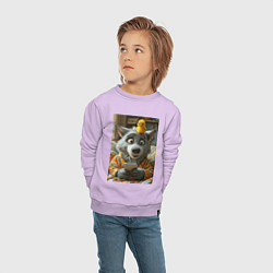 Свитшот хлопковый детский Волк и цыпа, цвет: лаванда — фото 2