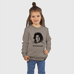 Свитшот хлопковый детский Женщина космонавт первая, цвет: утренний латте — фото 2