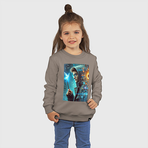 Детский свитшот Гарри Поттер - киберпанк / Утренний латте – фото 3
