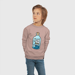 Свитшот хлопковый детский Парусник в бутылке, цвет: пыльно-розовый — фото 2