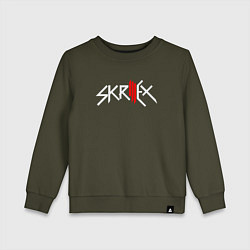 Свитшот хлопковый детский Skrillex - logo, цвет: хаки