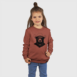 Свитшот хлопковый детский Медведь ковбой на диком западе, цвет: кирпичный — фото 2