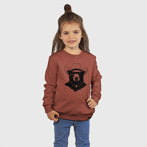 Детский свитшот Медведь ковбой на диком западе / Кирпичный – фото 3