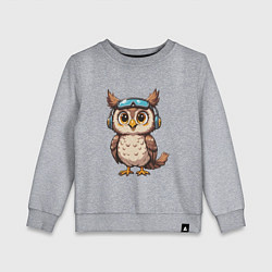 Свитшот хлопковый детский Сова геймер, цвет: меланж