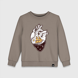 Свитшот хлопковый детский Сердце корабля, цвет: утренний латте