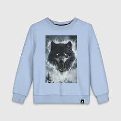 Свитшот хлопковый детский Волк с оскаленной пастью, цвет: мягкое небо