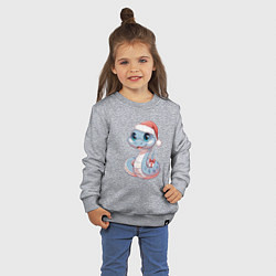 Свитшот хлопковый детский Голубая новогодняя змея с подарком, цвет: меланж — фото 2
