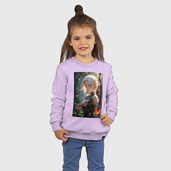Свитшот хлопковый детский Девушка-эльф с магическим луком, цвет: лаванда — фото 2