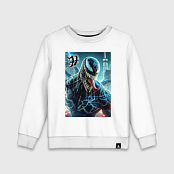 Свитшот хлопковый детский Venom in New York city - ai art fantasy, цвет: белый