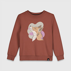 Свитшот хлопковый детский Лиса с улыбающимся выражением морды, цвет: кирпичный