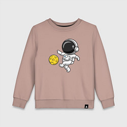Свитшот хлопковый детский Космонавт футболист, цвет: пыльно-розовый