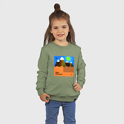 Свитшот хлопковый детский Ночные горы, цвет: авокадо — фото 2