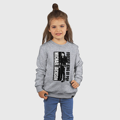 Детский свитшот Michael Jackson - forever king of pop / Меланж – фото 3