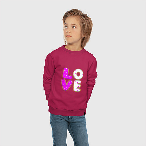Детский свитшот Love - розовый пряник / Маджента – фото 4