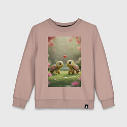 Свитшот хлопковый детский Влюбленные черепашки, цвет: пыльно-розовый