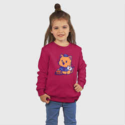 Свитшот хлопковый детский Котик почтальон, цвет: маджента — фото 2