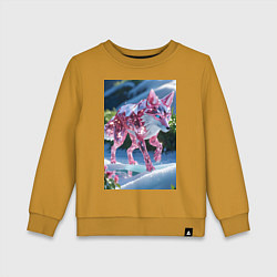 Свитшот хлопковый детский Кристальный волк на снегу, цвет: горчичный