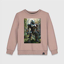 Свитшот хлопковый детский Кибер-пантера вышла на охоту, цвет: пыльно-розовый