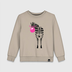 Свитшот хлопковый детский Зебра в розовых очках, цвет: миндальный