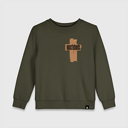 Свитшот хлопковый детский Grunge cross, цвет: хаки