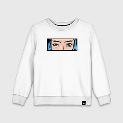 Свитшот хлопковый детский Грустные глаза, цвет: белый