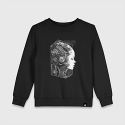 Свитшот хлопковый детский Девушка биокиборг, цвет: черный