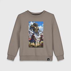 Свитшот хлопковый детский Битва героев, цвет: утренний латте