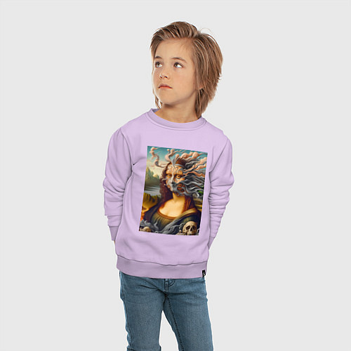 Детский свитшот Mona Lisa smoke - surrealism / Лаванда – фото 4