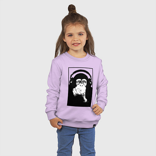 Детский свитшот Monkey in the headphones / Лаванда – фото 3