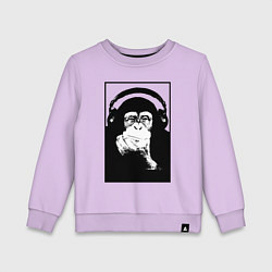 Свитшот хлопковый детский Monkey in the headphones, цвет: лаванда