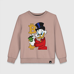 Свитшот хлопковый детский Duck tales - Scrooge bitcoin, цвет: пыльно-розовый