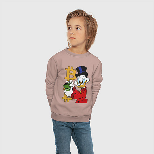Детский свитшот Duck tales - Scrooge bitcoin / Пыльно-розовый – фото 4